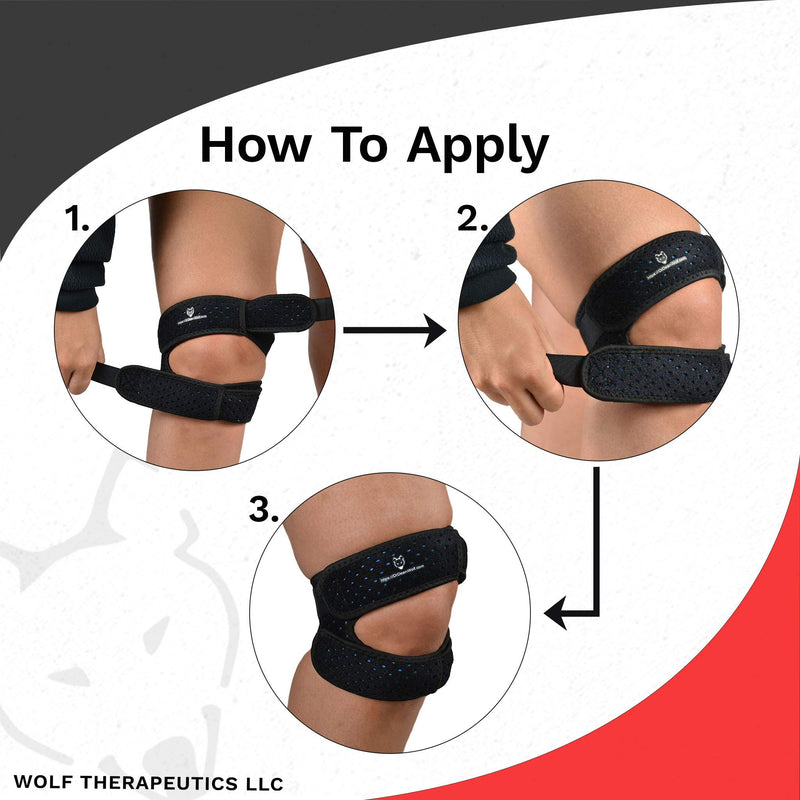 [Australia] - Dr. Wolf Dual Knee Strap For Patellar Tendon Support – Pain Relief Band For Jumper’s Knee, Basketball, Running, Tendonitis, Patellofemoral, Chondromalacia Patellae - Adjustable Neoprene Brace 
