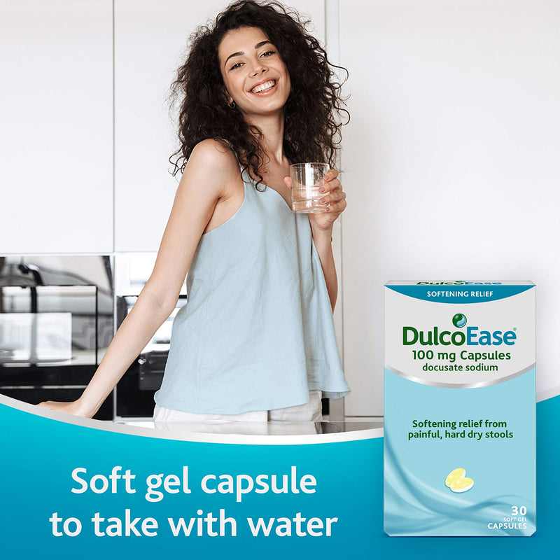 [Australia] - DulcoEase 100 mg Docusate Sodium Capsules - Softening Constipation Relief - Pack of 60 Soft Gel Capsules - Stool Softening Laxative 