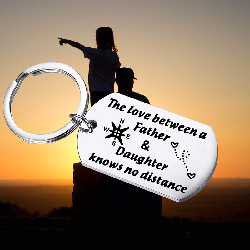 [Australia] - Father Daughter Long Distance Keychain Set Gifts The Love Between Father and Daughter Knows No Distance Keyring Gift for Dad Dog Tog Keychain 