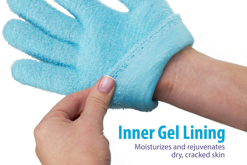 [Australia] - NatraCure Moisturizing Gel Booties and Gloves Set - (For dry skin, dry hands, feet, cracked heels, cuticles, rough skin, dead skin, use with your favorite lotions) - 155/175-AQ/RET - Color: Aqua 