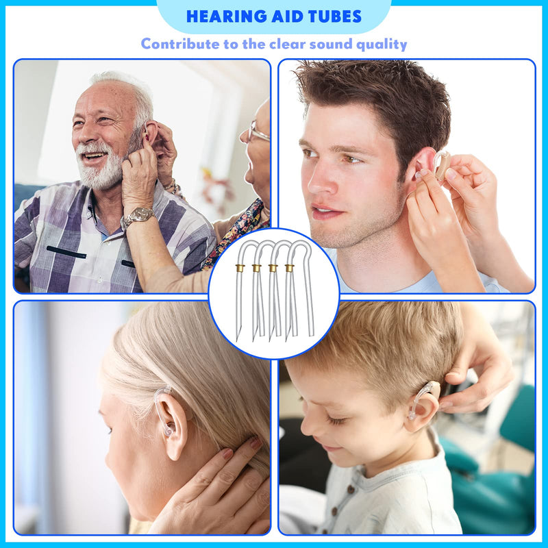 [Australia] - 12 Pcs Hearing Aid Tubes Preformed BTE Earmold Tubing 3.5 x 2 mm Hearing Aid Replacement Tube with Gold Lock Hearing Amplifiers Ear Tubes for Hearing Aids 