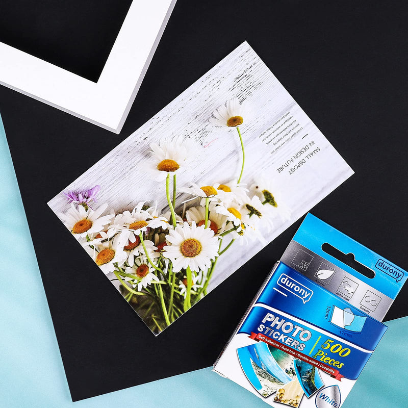 [Australia] - durony 500 Pieces Photo Sticker White Double-Sided Self Adhesive Photo Tapes for Pictures DIY Photo Album Journal 
