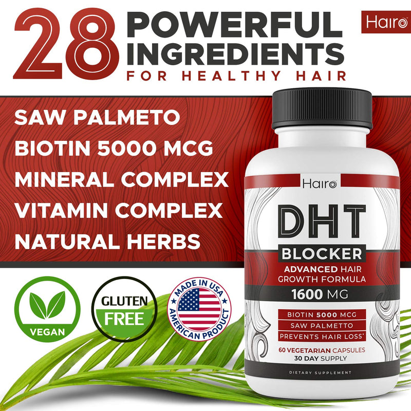 [Australia] - DHT Blocker Hair Growth Supplement - High Potency Biotin & Saw Palmetto for Hair Regrowth - Natural Hair Loss Treatments for Women & Men - Helps Stimulate Hair Follicle Growth 