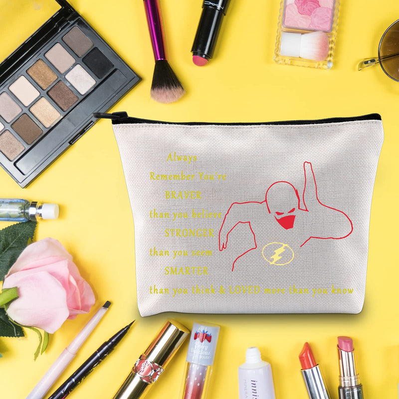 [Australia] - LEVLO The Flash Cosmetic Make Up Bag The Fastest Man Fans Inspired Gift You Are Braver Stronger Smarter Than You Think Flash Makeup Zipper Pouch Bag For Women Girls, Fastest Man Bag, 