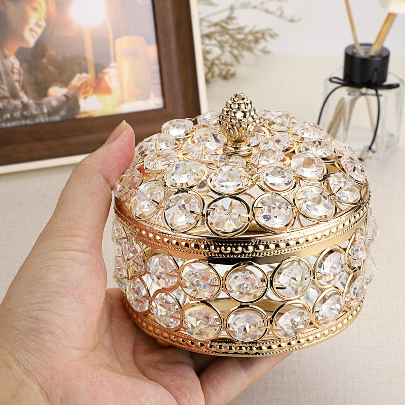 [Australia] - Hipiwe Crystal Mirrored Jewelry Box - Jewelry Trinket Organizer Treasure Box Home Decor Ring Earrings Necklace Storage Holder Chest Keepsake Box,Birthday Christmas Gift for Women Girls, Large Gold 