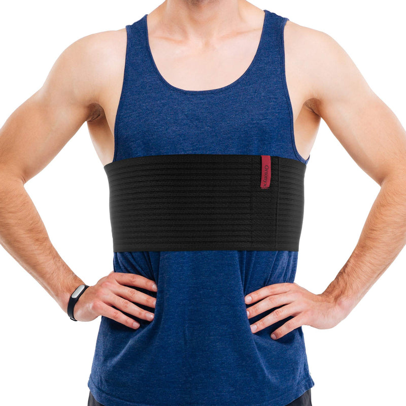 [Australia] - ORTONYX 6.25" Broken Rib Brace Unisex - Elastic Chest Wrap Comppression Support Belt - Rehabilitation of Cracked, Fractured, Dislocated Ribs Post-Surgery Aid S/M Black / ACOX5226-BK-SM S/M (22"-35") 