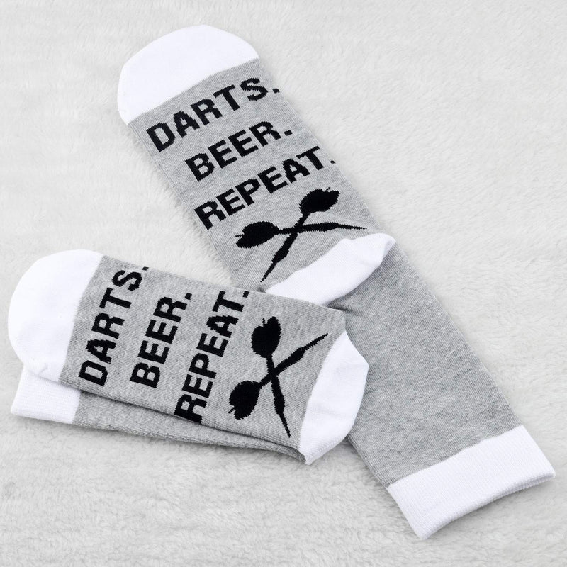 [Australia] - PYOUL 2 Pairs Dart Player Socks Beer Lover Gift Funny Socks Darts Beer Repeat Socks 