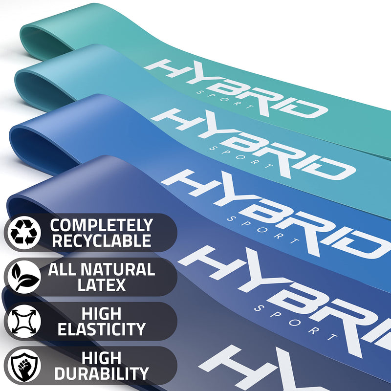 [Australia] - Hybrid Resistance Bands [Set of 5] PREMIUM Skin Friendly | 5 Strength Levels Loop Exercise Bands for Pilates, Training, Physio Therapy, Stretching, Home Gym | FREE Guide and Bag for Men and Women… Blue 