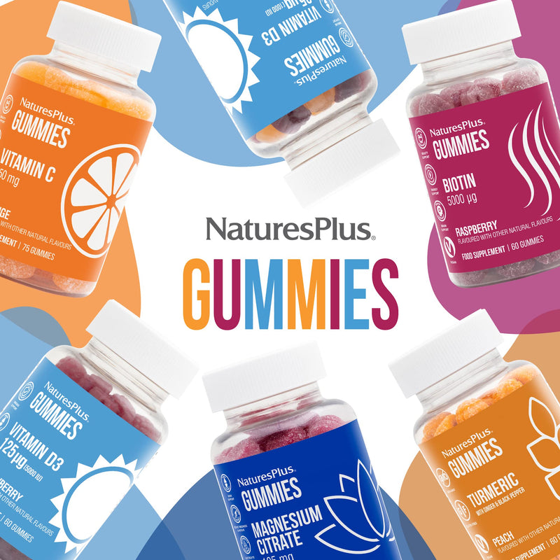 [Australia] - NaturesPlus Gummies Biotin Raspberry Flavour - Hair and Skin Support, Brain, Metabolism, Immune, Energy Boost - Vegan, Gluten Free, Non-GMO - 60 Gummies 