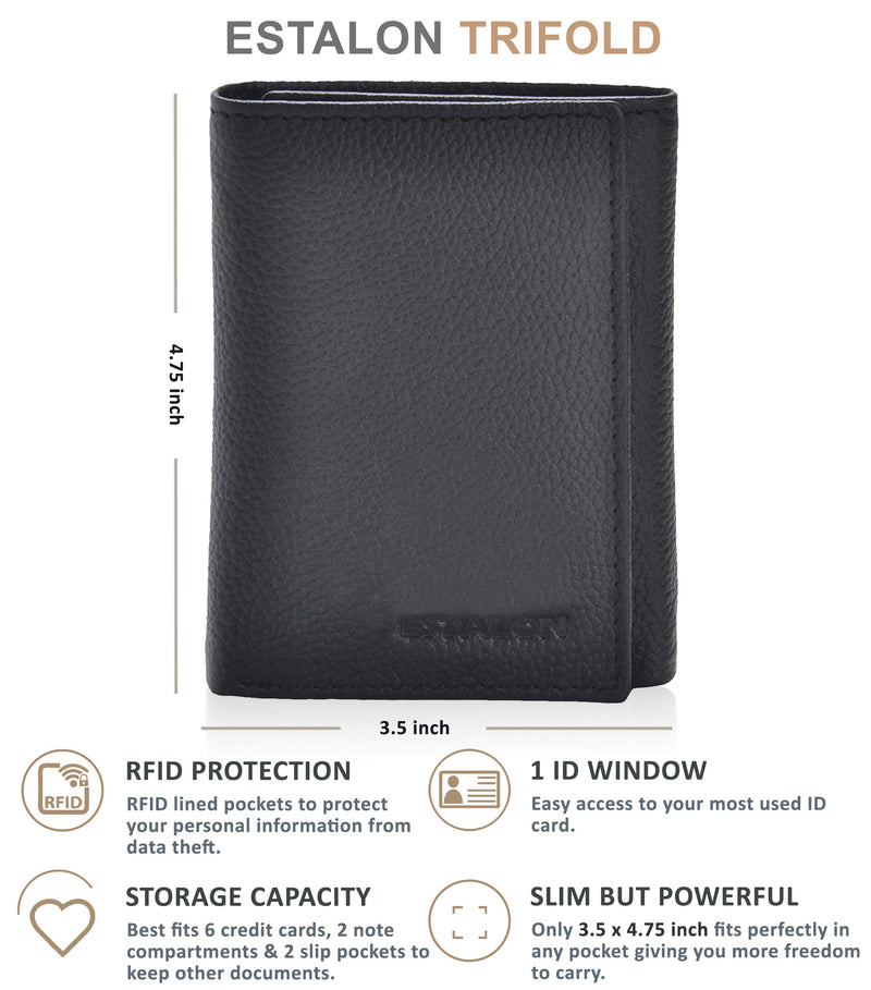 [Australia] - Slim RFID Wallets for Men - Genuine Leather Front Pocket Trifold Wallet Charcoal 