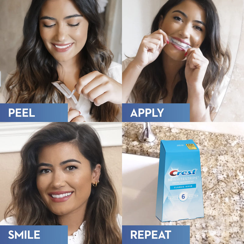 [Australia] - Crest 3D Whitestrips, Classic Vivid, Teeth Whitening Strip Kit, 20 Strips (10 Count Pack) 