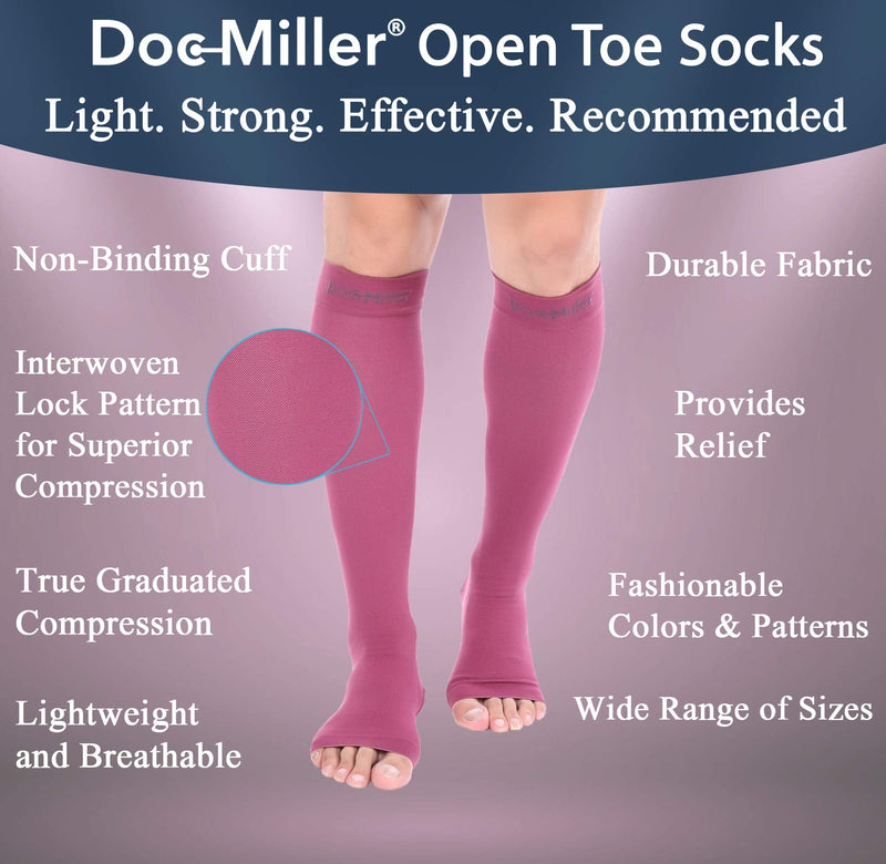 [Australia] - Doc Miller Open Toe Compression Socks 1 Pair 15-20 mmHg Firm Support Maroon X-Large 