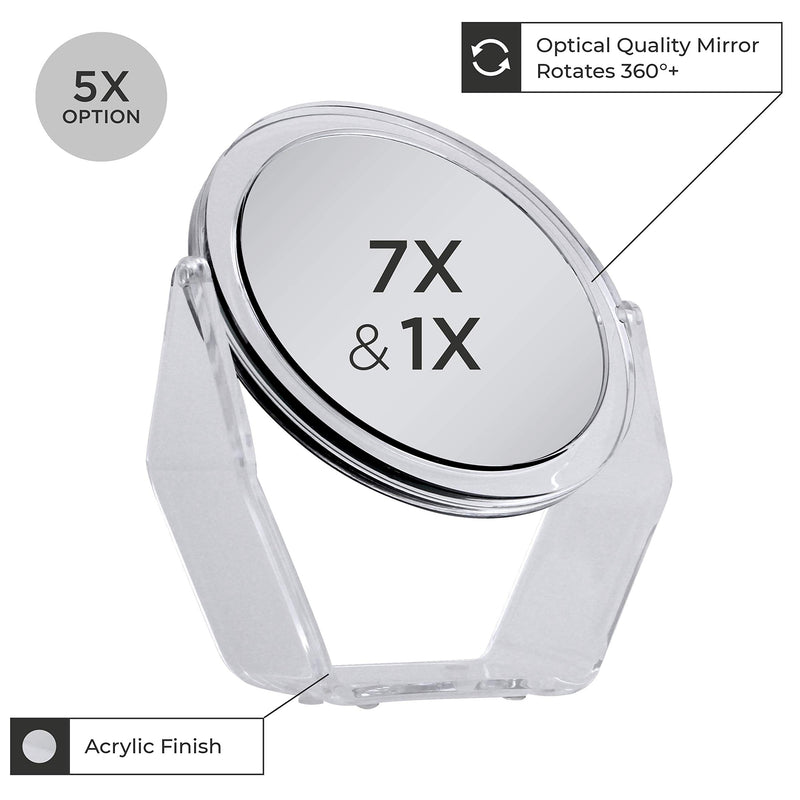 [Australia] - Zadro Two-Sided Swivel 7X/1X Magnification Acrylic Vanity Makeup Mirror for Bedroom, Bathroom and Tabletop 