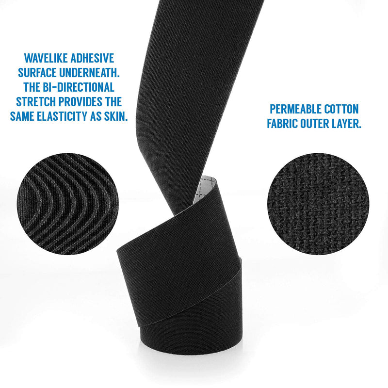 [Australia] - Proworks Kinesiology Tape | 5m Roll of Elastic Muscle Support Tape for Exercise, Sports & Injury Recovery Black 