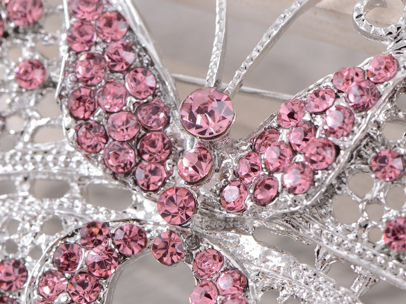 [Australia] - Alilang Clear Crystal Rhinestone Filigree Butterfly Brooch Pin - Pink or White Tone 