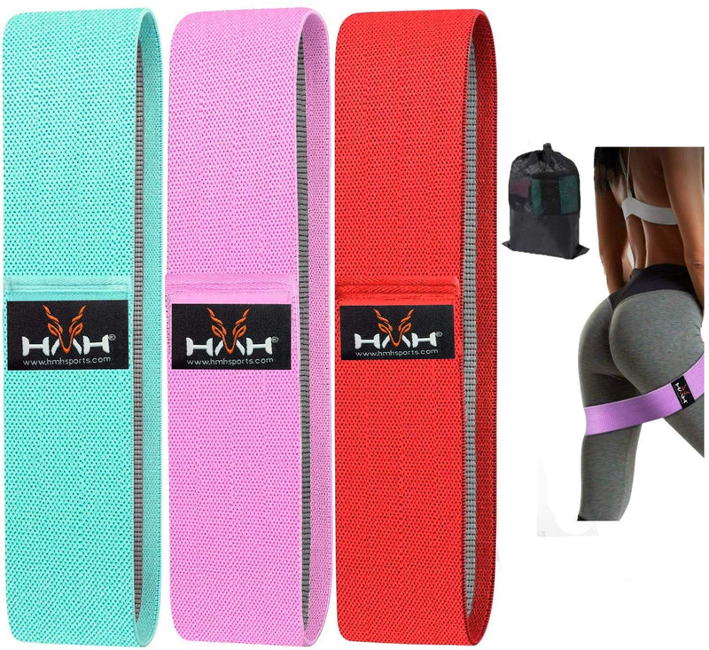 [Australia] - HMH Sports Resistance Bands, Fabric Exercise Bands 3 Resistance Level Workout Booty Bands For Hips & Glutes, Home Fitness, Yoga, Pilates Resistance Bands 