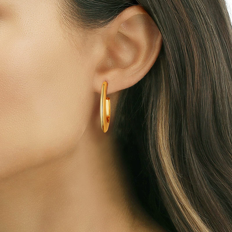 [Australia] - Oval Hoops Earrings: Hypoallergenic 14K Gold Plated Chunky Fashion Thick Earrings Jewelry for Trendy Women Teens Girls 