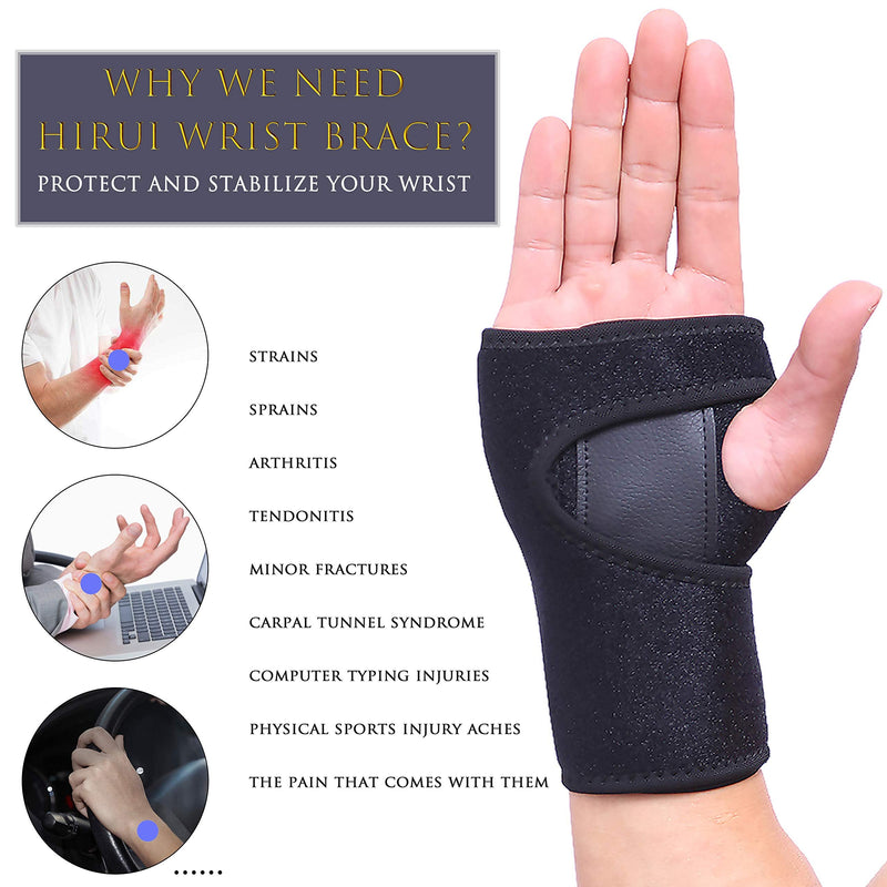 [Australia] - HiRui Wrist Brace, Wrist Support with Splints for Men Women Youth, Hand Support for Carpal Tunnel Arthritis Tendonitis Sprain Recovery Pain Relief, Fits Day&Night, Adjustable (One Size, Left Hand) One Size 