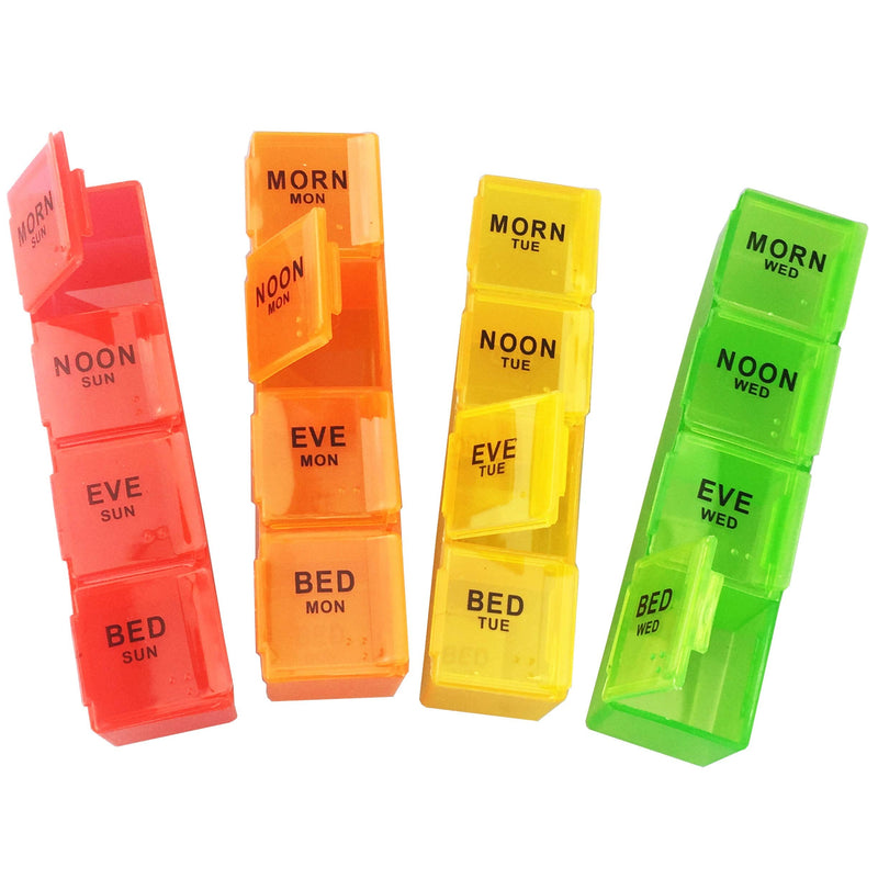 [Australia] - JFA Medical Weekly Small Travel Pill Box Organiser/Reminder for Medicines Supplements, Vitamins, 7days, 4 compartments per Day – Morning, Noon, Evening and Bed. 