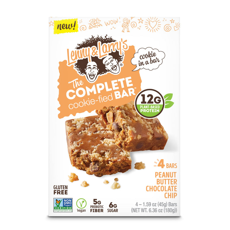 [Australia] - Lenny & Larry's The Complete Cookie-fied Bar, Peanut Butter Chocolate Chip, 45g - Plant-Based Protein Bar, Vegan and Non-GMO, Pack of 9 