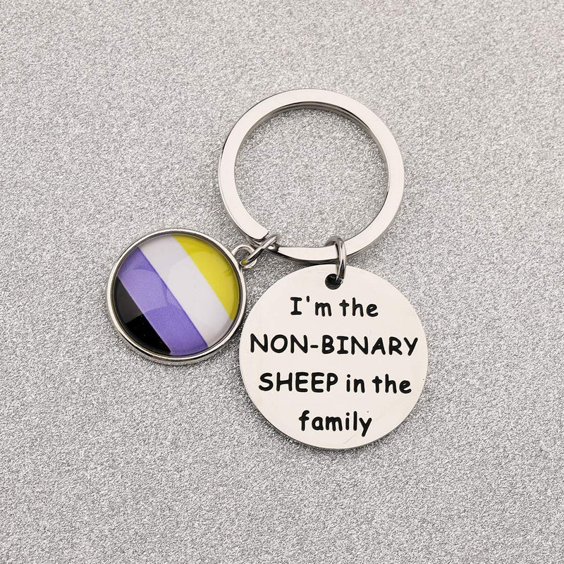 [Australia] - CHOORO Non-Binary Gift LGBTQIA Gay Enby Lesbian Gender Fluid Non Binary Pride Queer Gift Non Binary Flag I'm The Non-Binary Sheep in The Family Keychain NON-Binary keychain 