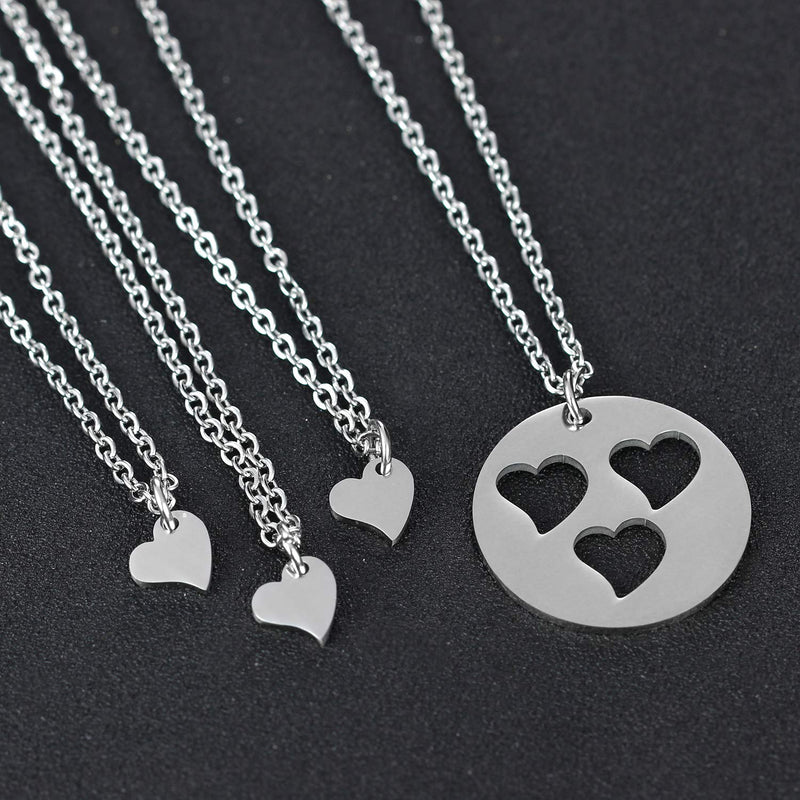 [Australia] - YeeQin Mother and Daughters Necklace Set Mom and Daughter Matching Jewelry Gift for Mom Sweet Heart Girls Gifts Mom & 3 Daughters Necklace Set 