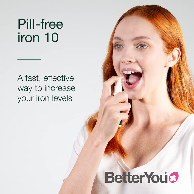 [Australia] - BetterYou Iron 10 Daily Oral Spray | Iron Supplement and Immune System Support | Delivers 10mg of Highly Absorbable Iron Per Dose | 25ml | 32 Daily Doses | Natural Pomegrante Flavour 