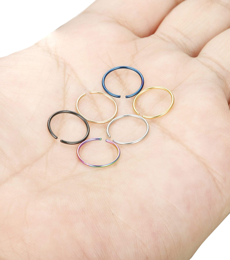 [Australia] - LOYALLOOK 18-24Pcs 20G 316L Stainless Steel Nose Ring Hoop Cartilage Hoop Septum Piercing 6-12mm A:18pcs (6/8/10mm each 6pcs) 