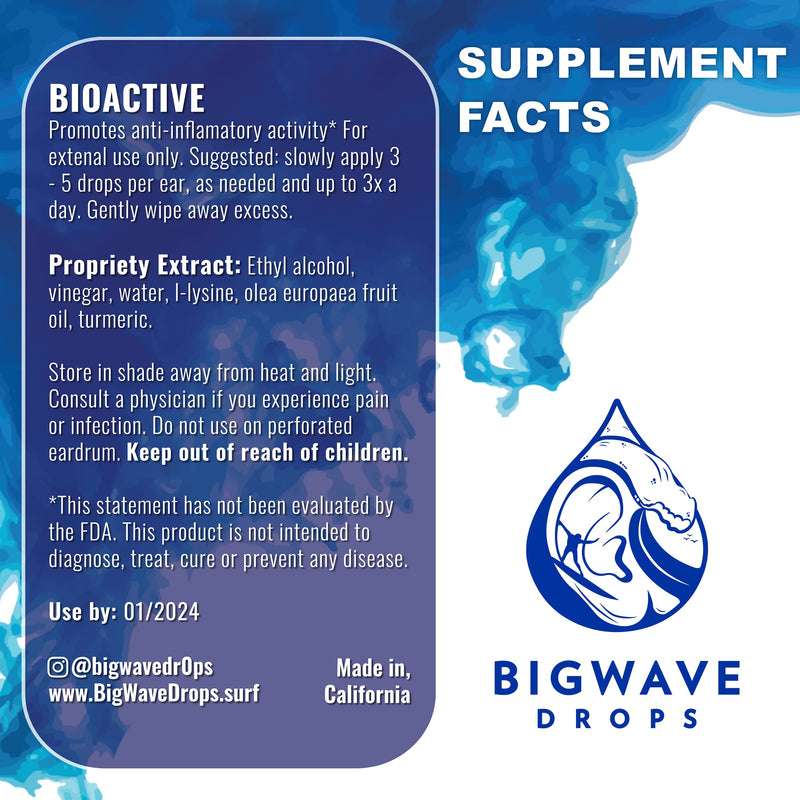 [Australia] - BigWave Drops - Ear Drops Formulated to Treat Swimmer's Ear - Surfer's Ear - Ear Infections - Made to Heal, Dry, & Soothe to Reduce Ear Pain - Designed to Improve Earwax Removal & Reduce Inflammation 