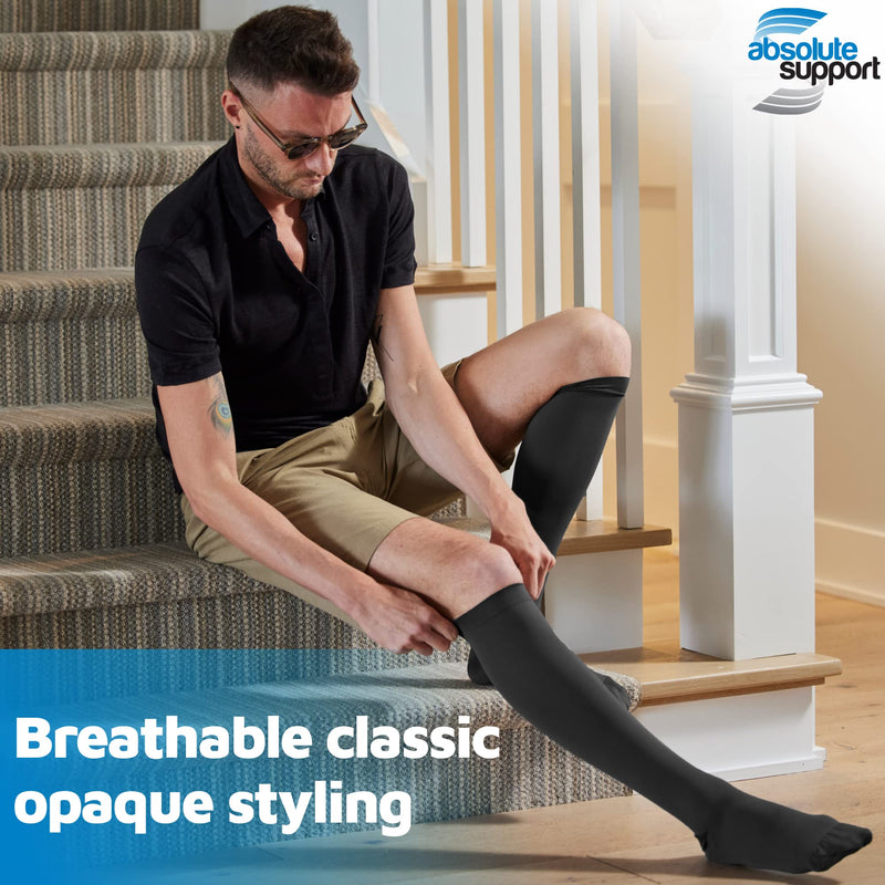 [Australia] - Made in USA - Circulating Dress Compression Socks 20-30 mmHg for Men Black Large 