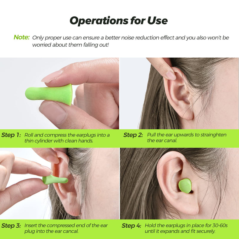 [Australia] - ERM TOOL Ultra Soft Foam Earplugs, 60 Pairs Reusable Earplugs for Sleeping, 38dB Highest SNR, & Comfortable Hearing Protection Snoring, Studying, Travel, Motorcycle, Loud Noise etc - Lemon Green 