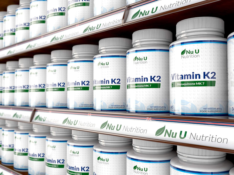 [Australia] - Vitamin K2 MK 7 200mcg - 365 Vegetarian and Vegan Tablets (not Capsules) - One Year Supply of High Strength Vitamin K2 Menaquinone MK7 from Trans-Isomer by Nu U Nutrition 