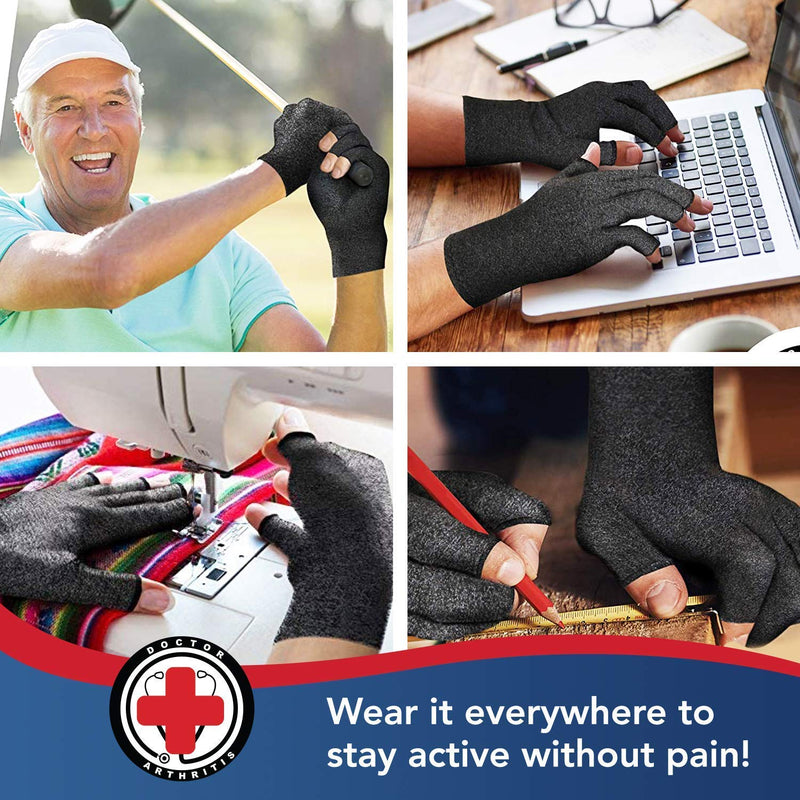[Australia] - Bundle: Heat Therapy Arthritis Gloves (1 Pair, Pink) + Compression Gloves (1 Pair, L) 