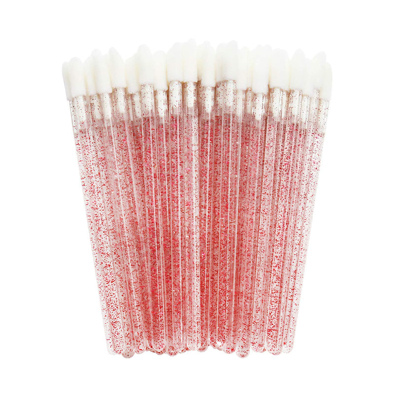 [Australia] - GreenLife 50pcs/100pcs/200pcs Disposable Lip Brushes Make Up Brush Lip Gloss Applicators Wands Lipstick Cosmetic Makeup Beauty Eyes Fine Tips Tool Kits Crystal (50pcs, Crystal Red) 