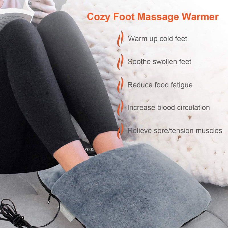 [Australia] - Foot Warmers with Heating and Vibration Massage Function, Electric Feet Warmer Fast Heating Pad Ultra Soft Flannel Fleece with 3 Settings,Durable Anti-Slip Sole,for Men and Women 