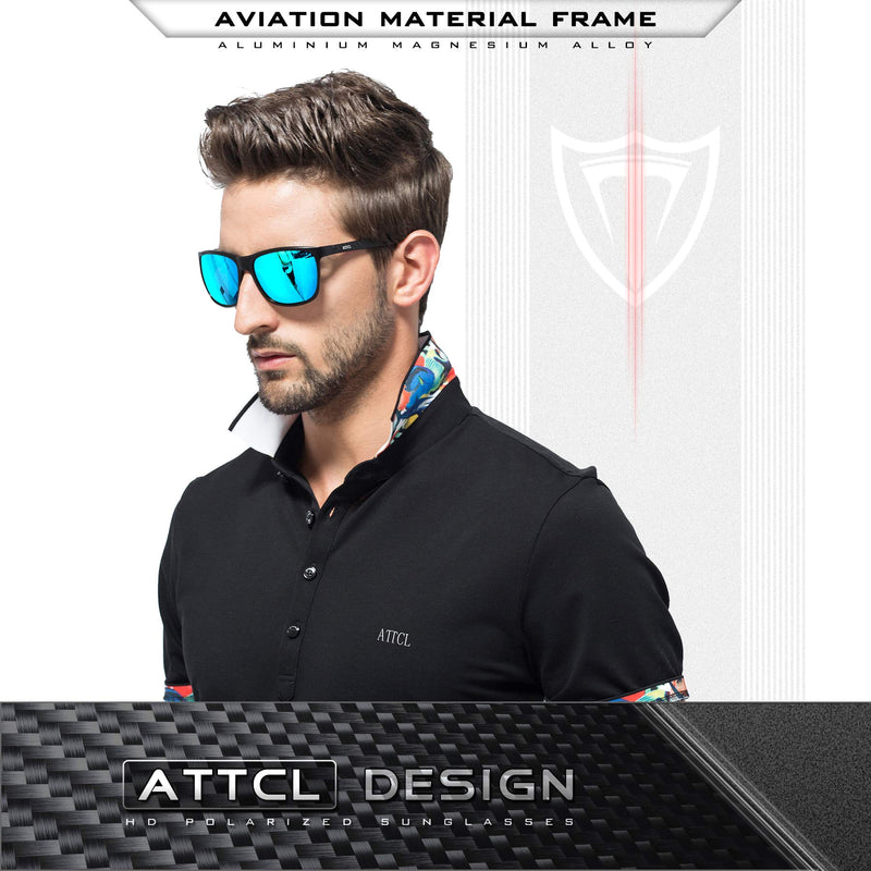 [Australia] - ATTCL Men's Retro Metal Frame Driving Polarized Sunglasses For Men Black-blue As the picture 