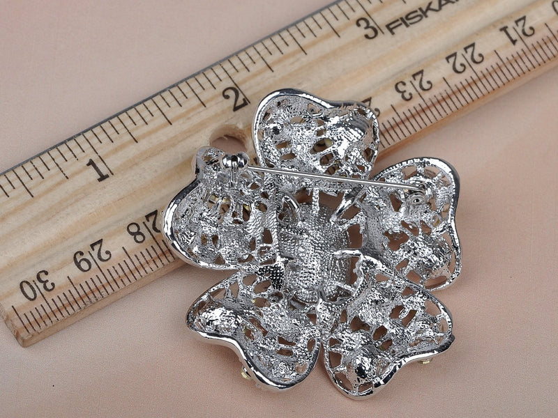 [Australia] - Alilang Shadow Clear Crystal Rhinestone Silvery Tone Flower Fashion Design Pin Brooch 