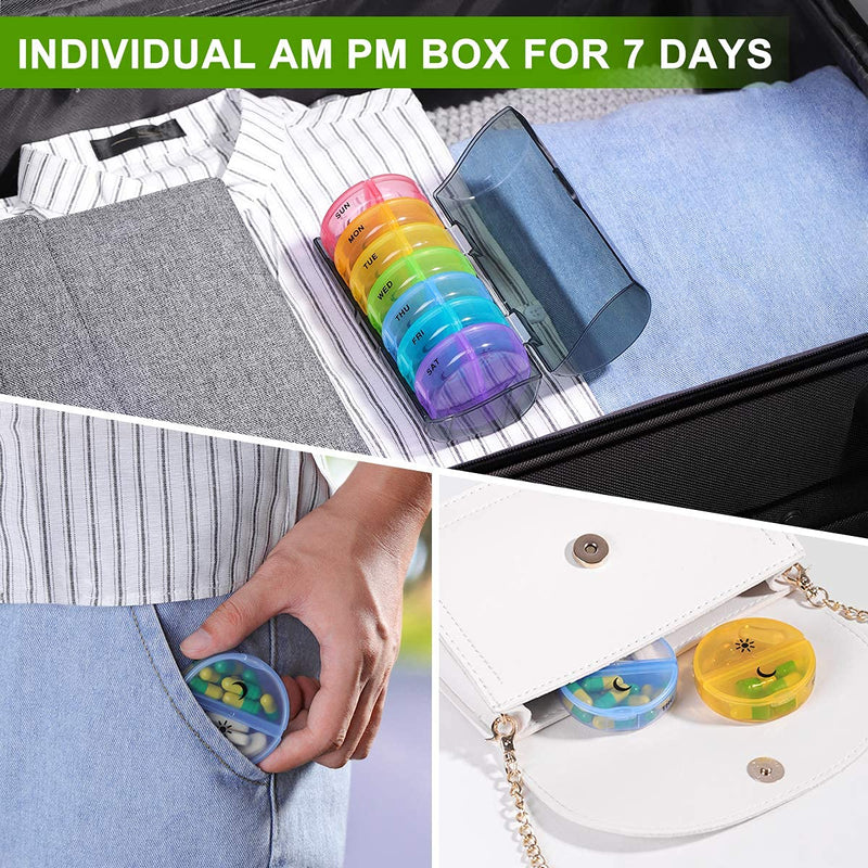 [Australia] - Amazon Brand – Eono Pill Organiser AM PM - 7 Day Weekly Pill Box Case with 14 Compartments, Medication Organiser for Travel Box - Proof Design 