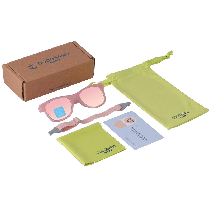 [Australia] - COCOSAND Baby Sunglasses with Strap Baby Pink Barbie Pink 
