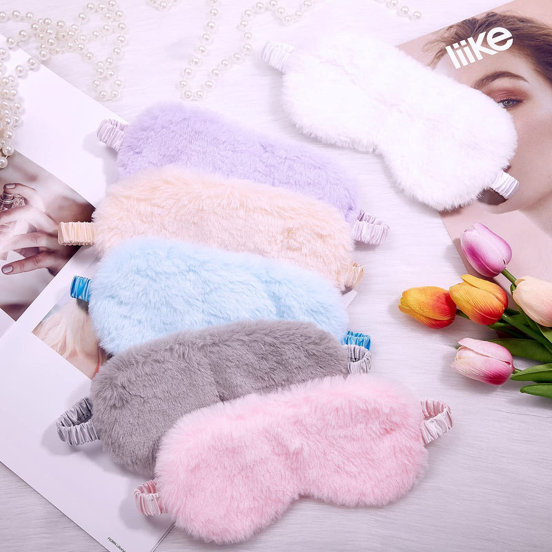 [Australia] - SATINIOR Plush Eye Mask Soft Sleeping Blindfold Eye Cover Plush Eye Masks Plush and Satin Eye Mask Fluffy and Furry Eye Cover for Girls and Adult Eye Protection and Party Favors (12 Pieces) 12 