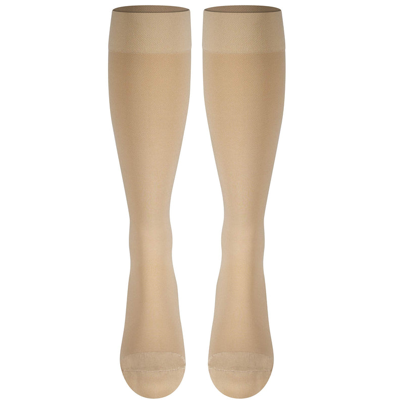 [Australia] - NuVein Medical Compression Stockings, 15-20 mmHg Support for Women & Men, Knee Length, Closed Toe, Beige, Medium Medium (15-20 mmHg) 