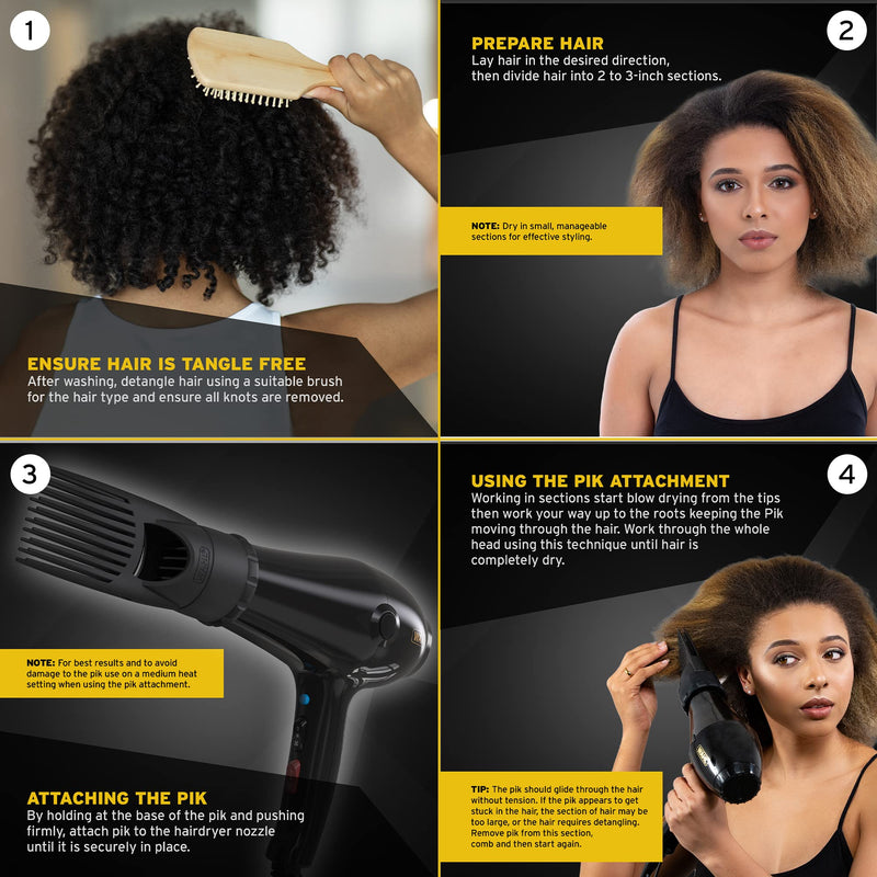 [Australia] - Wahl OnePik Pik Attachment, Nozzle for PowerPik Afro Hair Dryers, Pick Comb Addon, Dryer Attachments, Concentrated Nozzles, Long Teeth, Effective Drying, Add Volume, Max Barrel Size: 52mm 