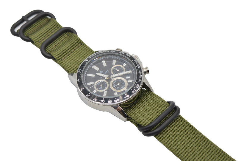 [Australia] - ArtStyle Watch Band with Ballistic Nylon Material Strap and High-End Black Buckle (Matte Finish Buckle) 18mm Army Green 