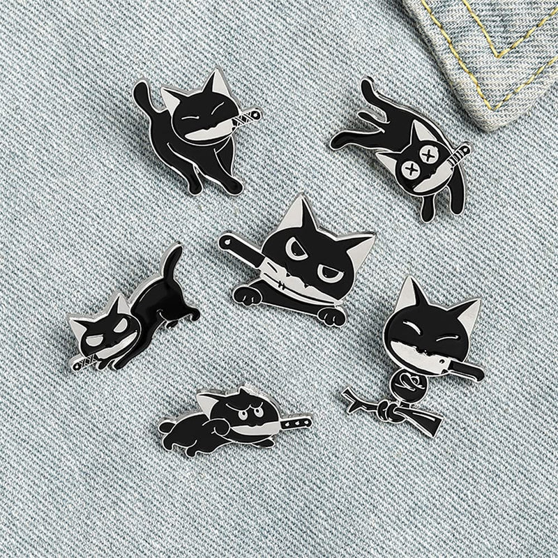 [Australia] - Enamel Brooch Pins Set Space Cat Various Animals Lapel Pins Accessory for Backpacks Badges Hats Bags for Women Girls Kids BlackCats 