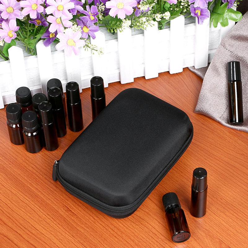 [Australia] - Hipiwe Hard Shell Essential Oil Carrying Case Holds 12 Bottles (Can hold 5ml, 10ml, &10ml Rollers) Travel Size Essential Oils Bag Organizer Perfect for Young Living, doTERRA, and more (Black) Black 
