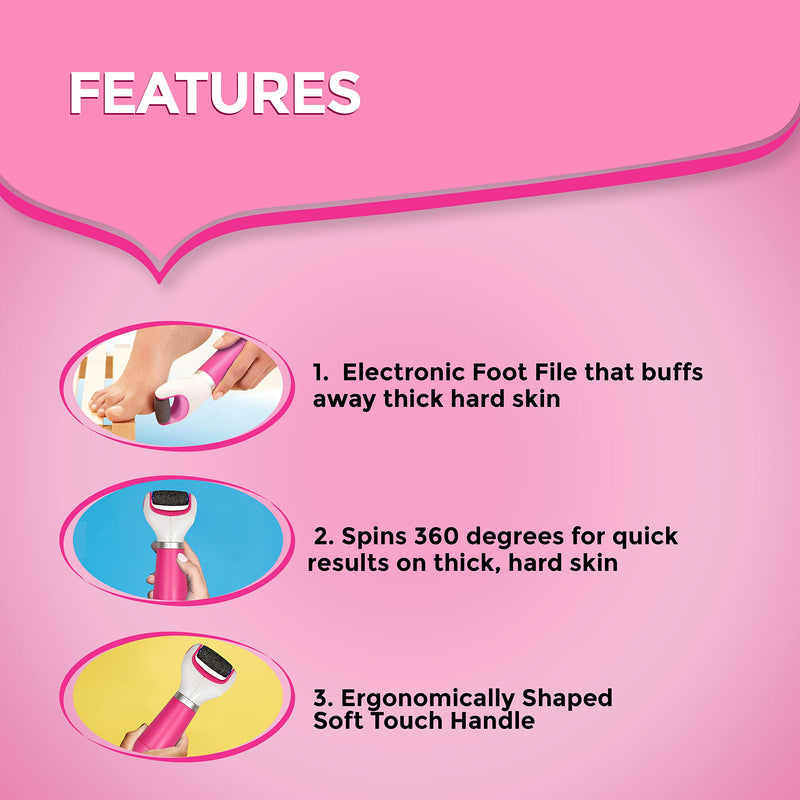 [Australia] - Amope Splashproof Electronic Foot File Foot Spa Pedicure Tool Callous Remover-Pedi Perfect Advance 2 Speed, 1 Count (Packaging May Vary) Pink Foot File 