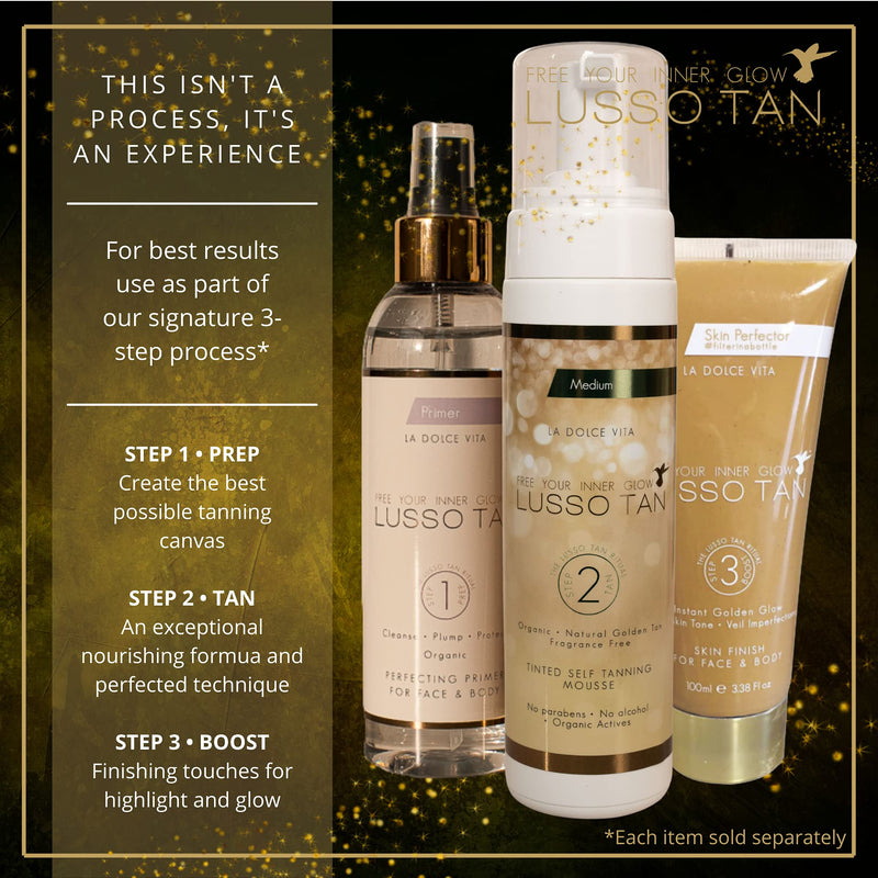 [Australia] - Professional Dark Self Tanning Mousse - By Lusso Tan. Organic, Vegan, Cruelty-Free False Tan. Instant-drying. Streak-free, Flawless Finish Fake Tan. Natural Glow Face and Body Tint. Tinted Self-Tanning Mousse - Dark 