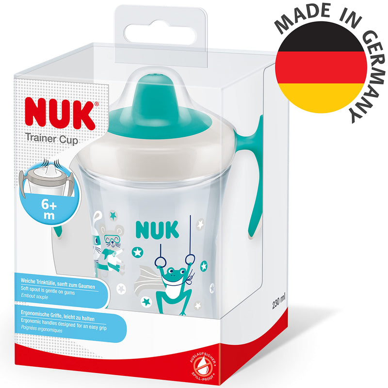 [Australia] - NUK Trainer Cup Sippy Cup | Leak-Proof Soft Drinking Spout | 6+ Months | BPA-Free | 230ml | Green Frog,10255610 Frog (Green) 