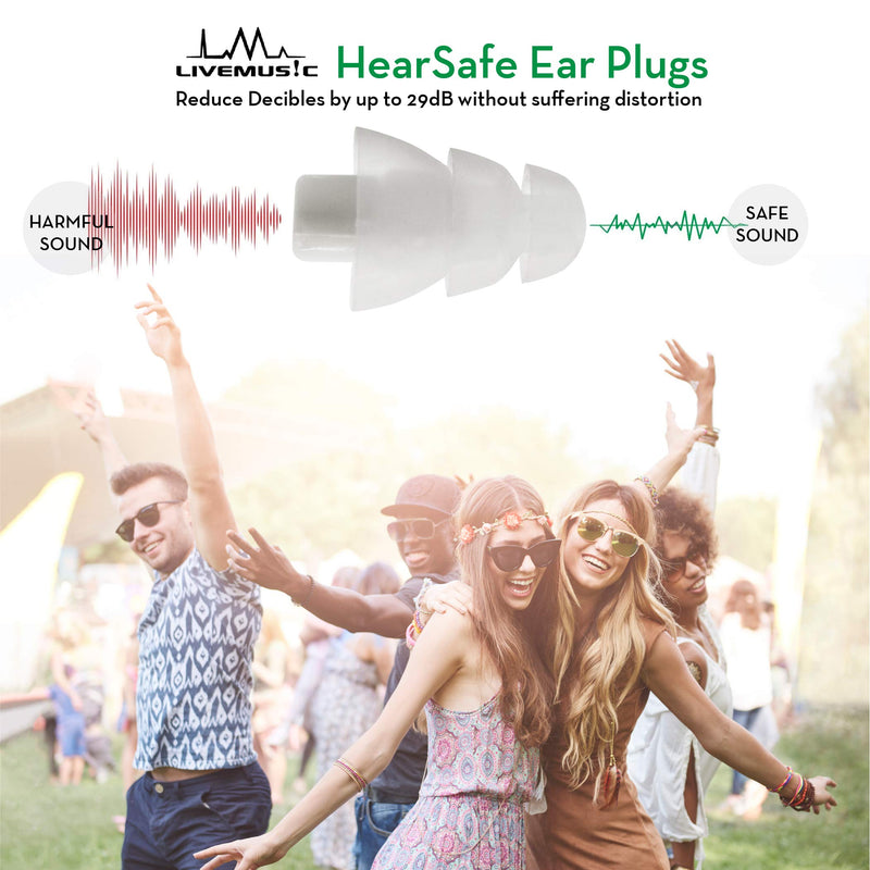 [Australia] - LiveMus!c HearSafe Ear Plugs - High Fidelity Earplugs for Musician, Concert, Drummer, DJ & Clubbing - Reusable, Comfortable - Noise Protection, Cancelling (Standard Size) Standard 