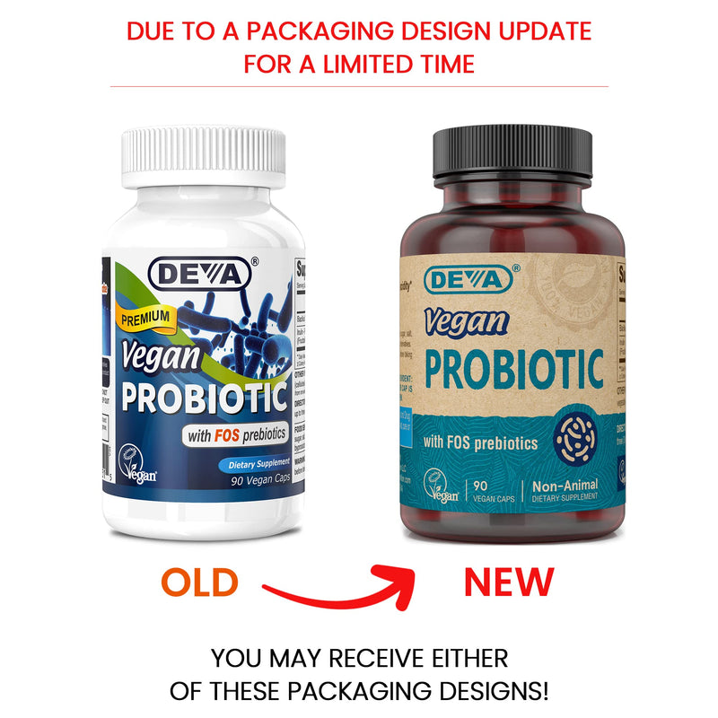 [Australia] - Deva Vegan Probiotic with FOS Prebiotics Supplement - 2 Billion CFU with 100 MG of Prebiotics Per Serving for Men & Women - Non-Dairy Gluten Free - Naturally Shelf Stable - 90 Capsules 
